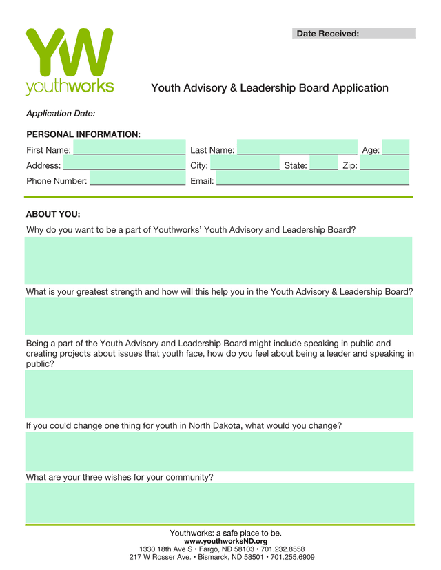 Youth Advisory  Leadership Board Application screenshot