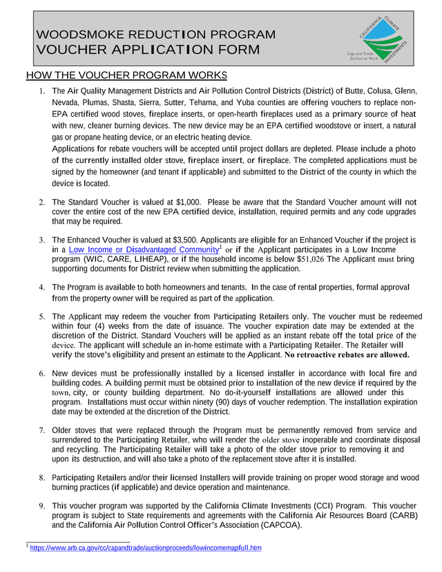 Wood Stove Replacement Voucher Program screenshot