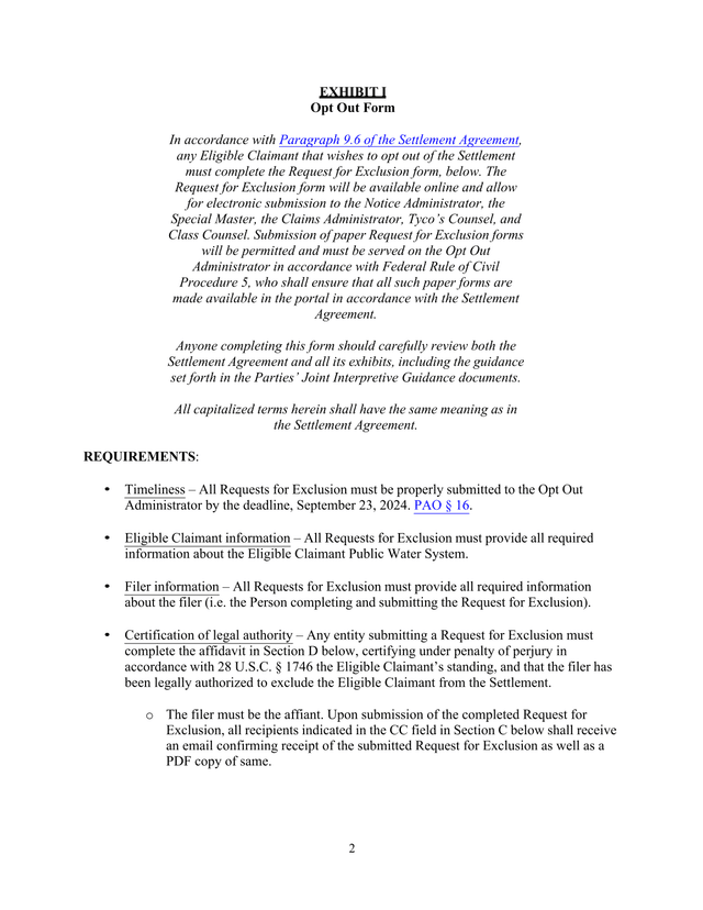 Opt Out Form screenshot