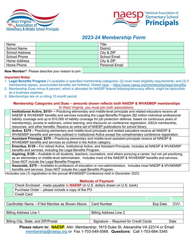 2023 24 Membership Form screenshot