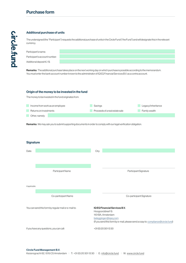 Purchase Form screenshot