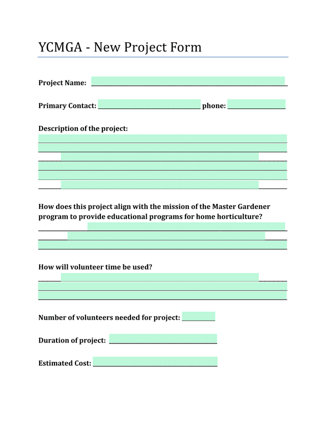 YCMGA   New Project Form screenshot
