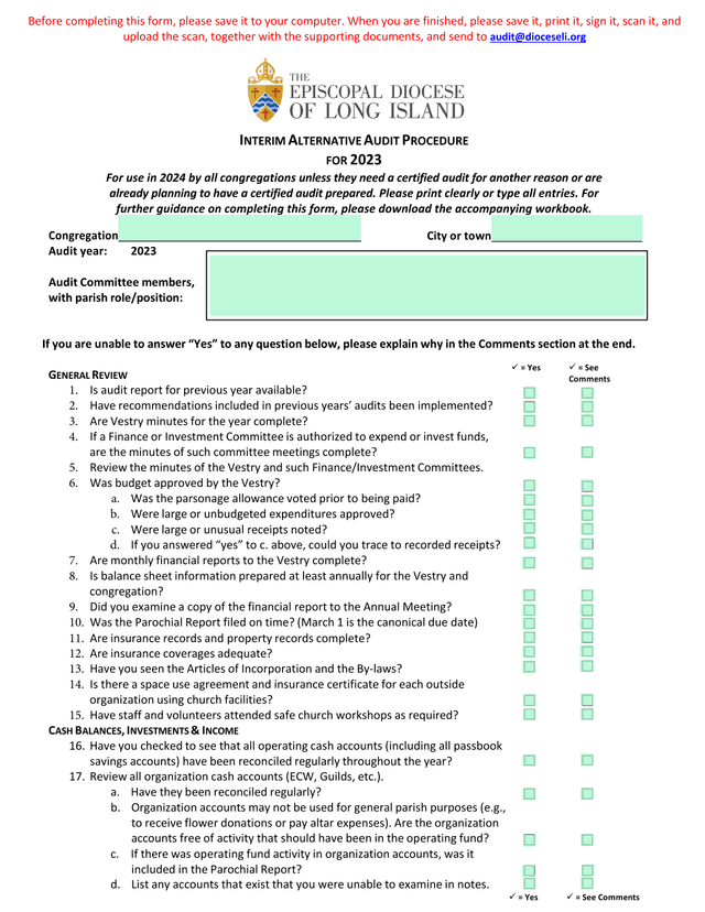 Interim Alternative Audit Procedure For 2023 screenshot