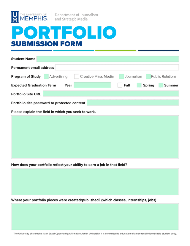 PORTFOLIO SUBMISSION FORM screenshot