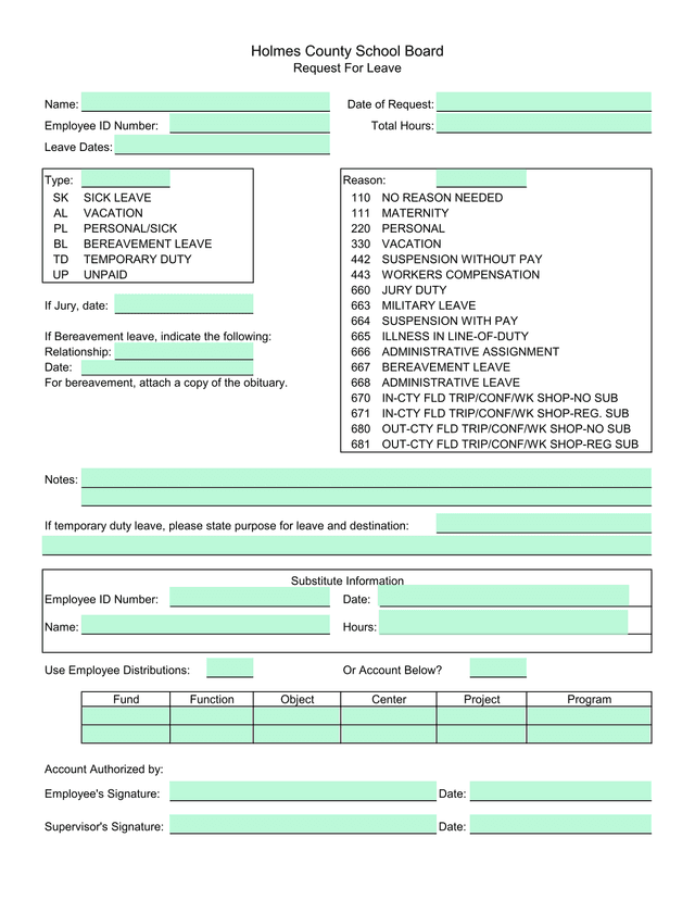 Request For Leave screenshot