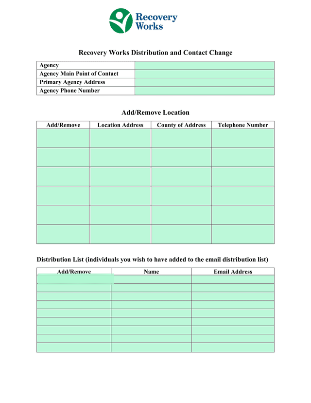 Recovery Works Distribution And Contact Change screenshot