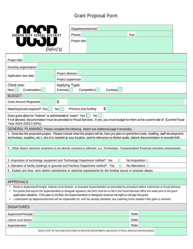 Grant Proposal Form screenshot