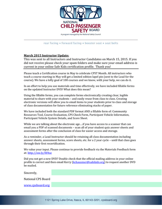 March 2015 Instructor Update screenshot