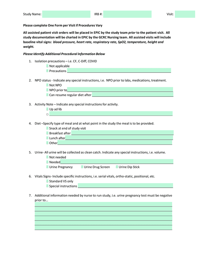 Patient Visit Procedures Form screenshot