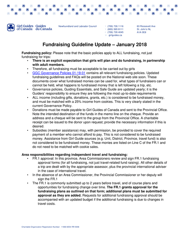 Fundraising Guideline Update screenshot