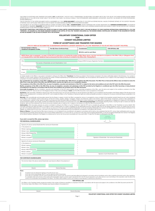 Form Of Acceptance And Transfer For Shares (FAT) screenshot