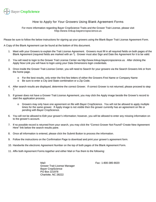 Growers Using Blank Agreement Forms screenshot