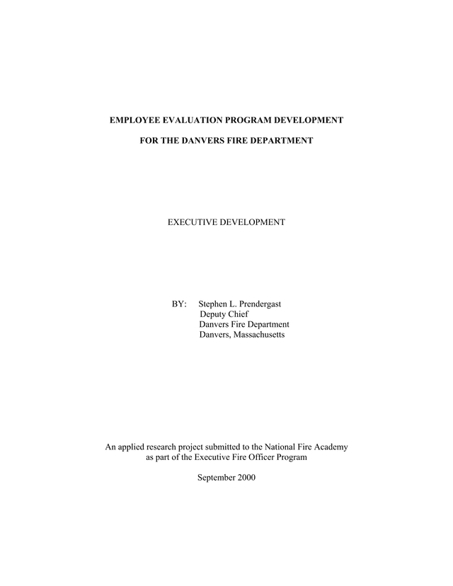 Employee Evaluation Program Development For The Danvers Fire Department screenshot