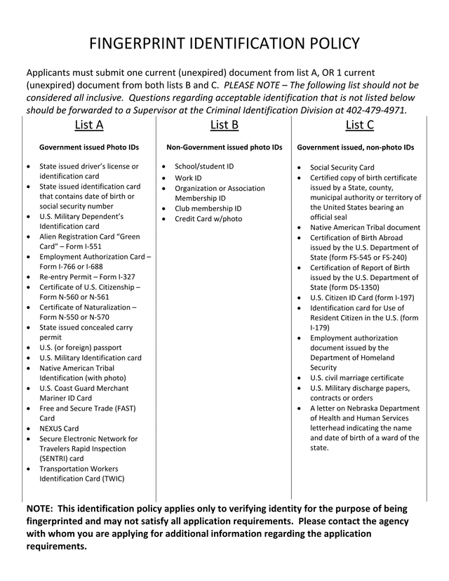 Fingerprint Identification Policy screenshot