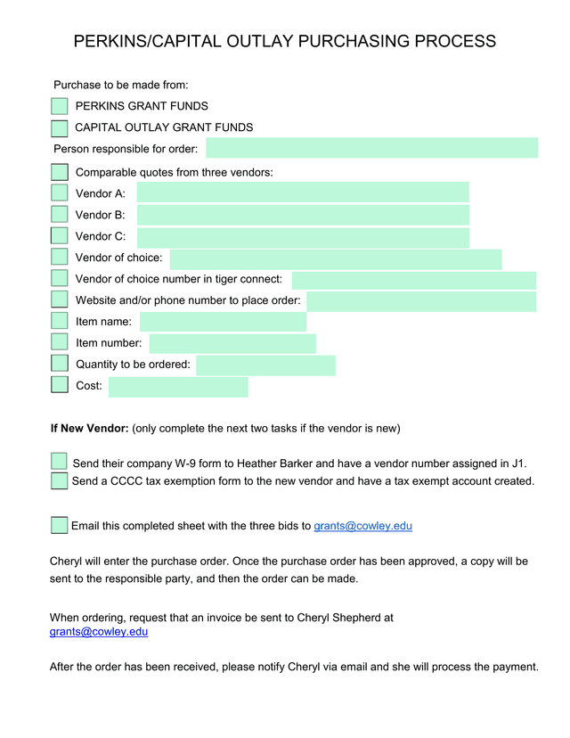PerkinsCapital Outlay Purchasing Process screenshot