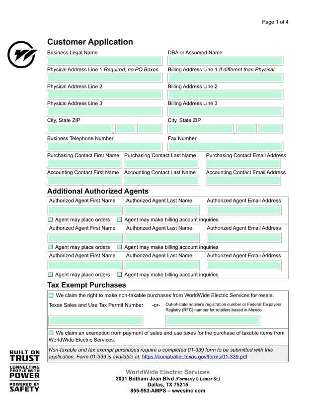 Customer Application screenshot