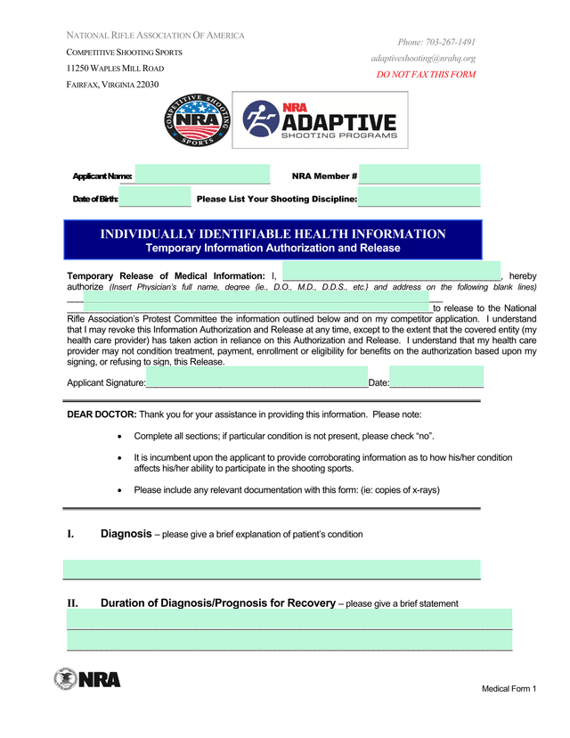 Temporary Information Authorization And Release screenshot