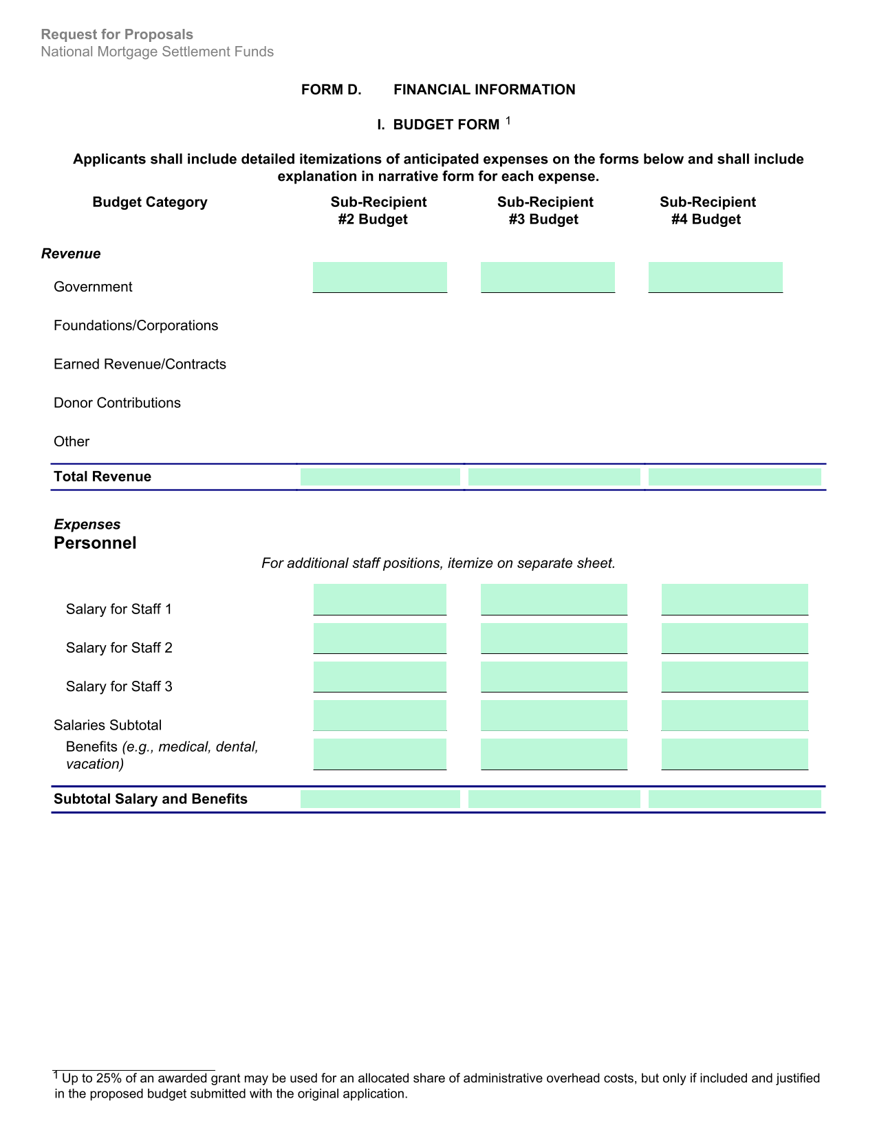 Request For Proposals National Mortgage Settlement Funds screenshot