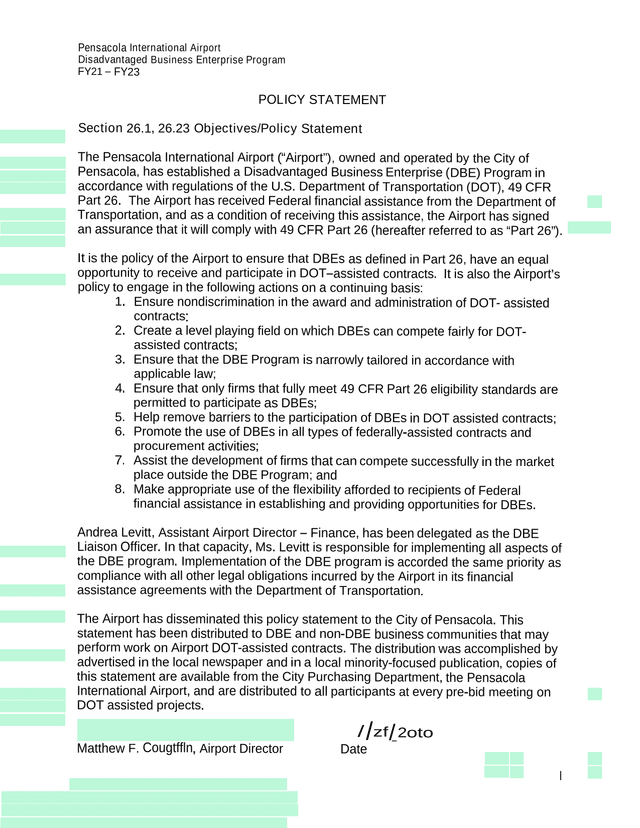 Pensacola International Airport Disadvantaged Business Enterprise Program screenshot