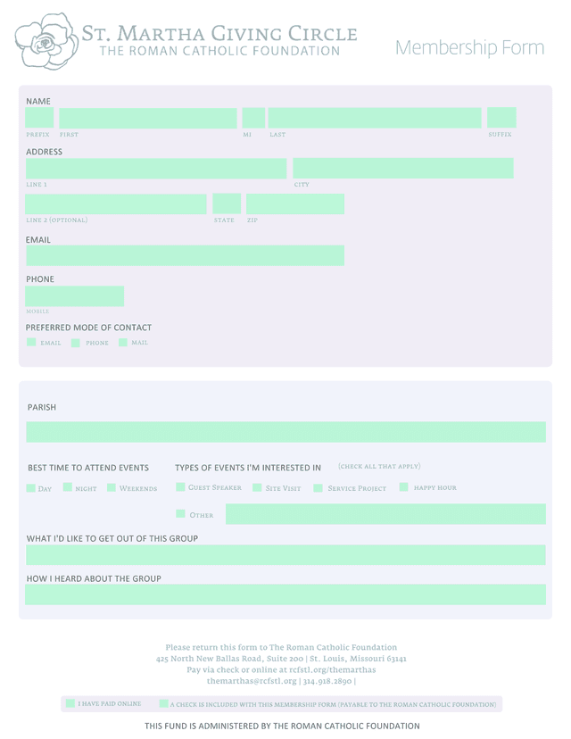 Membership Form screenshot