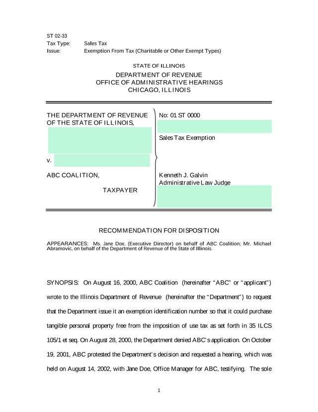 ST 02 33 Sales Tax Exemption screenshot
