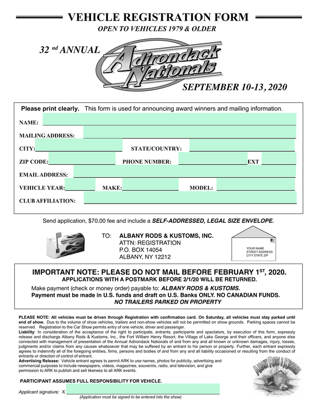Vehicle Registration Form screenshot