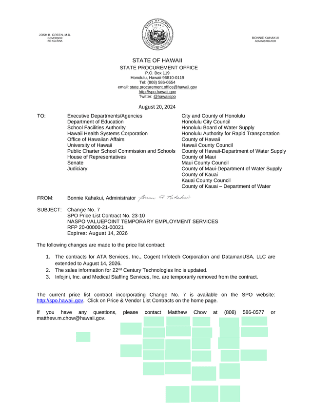 Change No. 7 SPO Price List Contract No. 23 10 screenshot