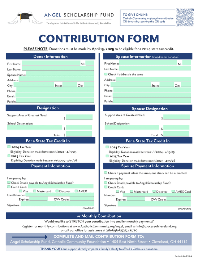 Contribution Form screenshot
