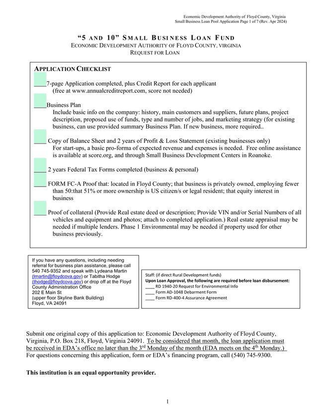 5 AND 10 Small Business Loan Fund Application screenshot