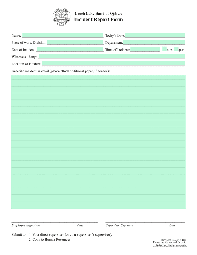Incident Report Form screenshot
