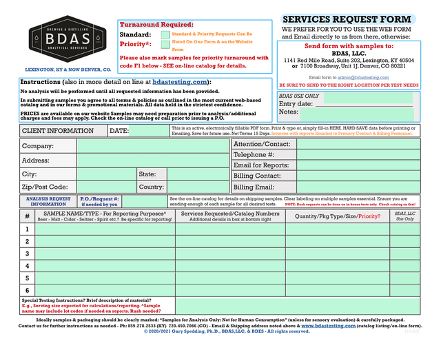 SERVICES REQUEST FORM screenshot