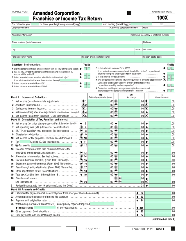Form 100X 2023 Side 1 screenshot