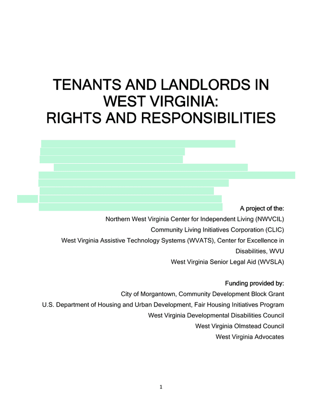 TENANTS AND LANDLORDS IN WEST VIRGINIA RIGHTS AND RESPONSIBILITIES screenshot