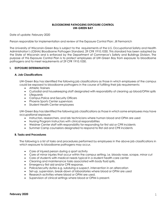 Bloodborne Pathogens Exposure Control screenshot