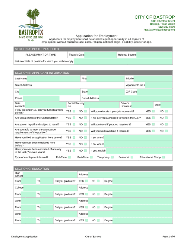 Application For Employment screenshot