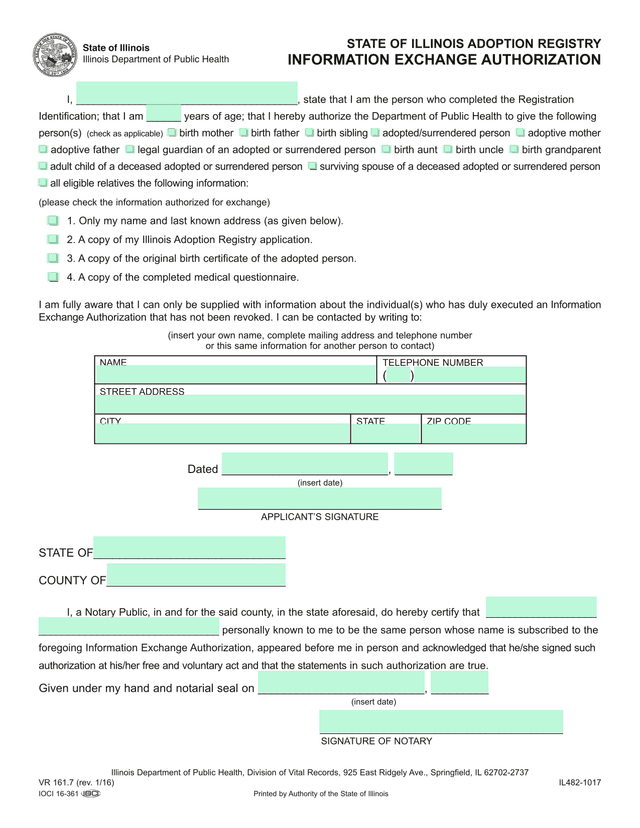 Information Exchange Authorization screenshot