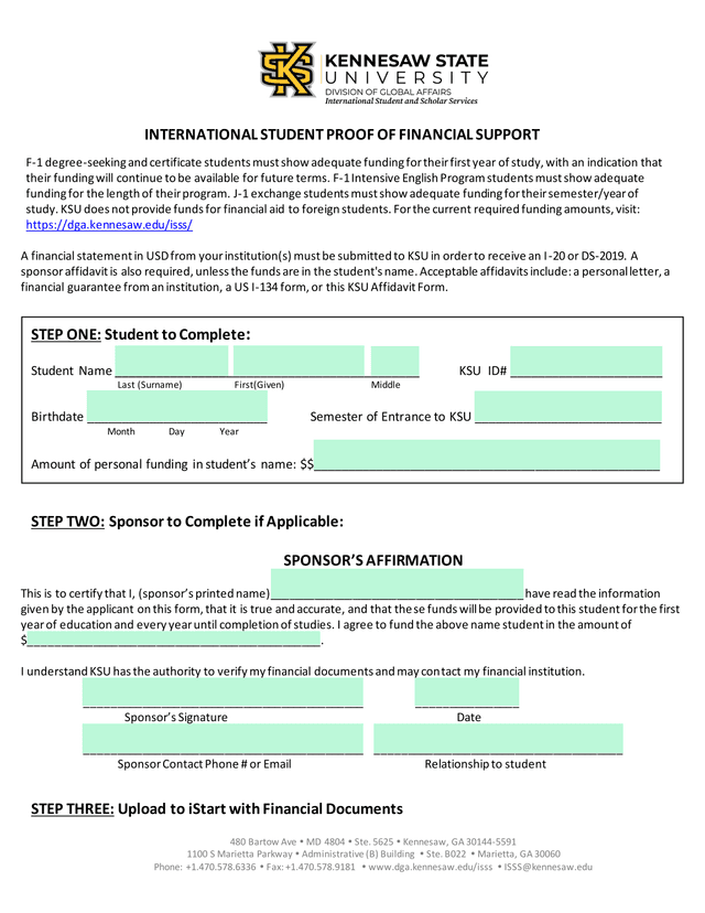 International Student Proof Of Financial Support screenshot