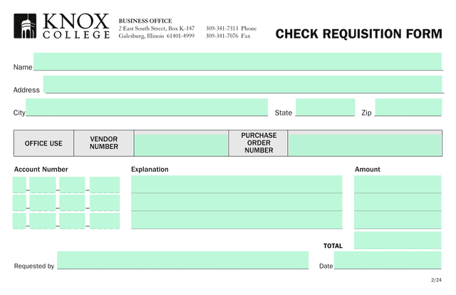 CHECK REQUISITION FORM screenshot
