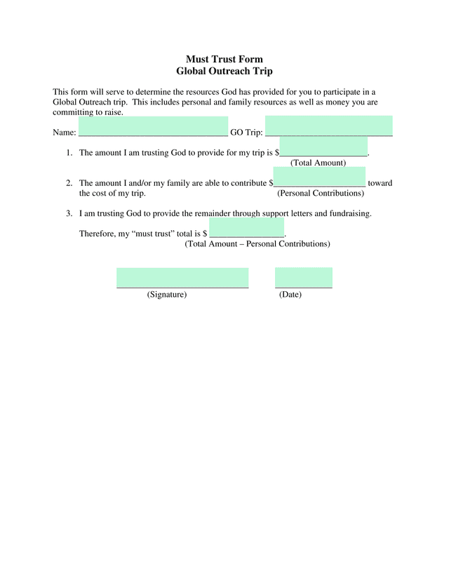 Must Trust Form screenshot