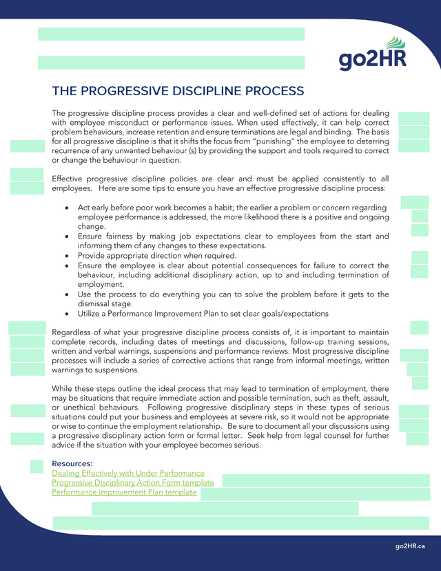 Progressive Discipline Process Guidelines screenshot