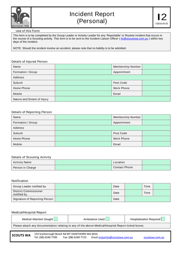 Incident Report (Personal) screenshot