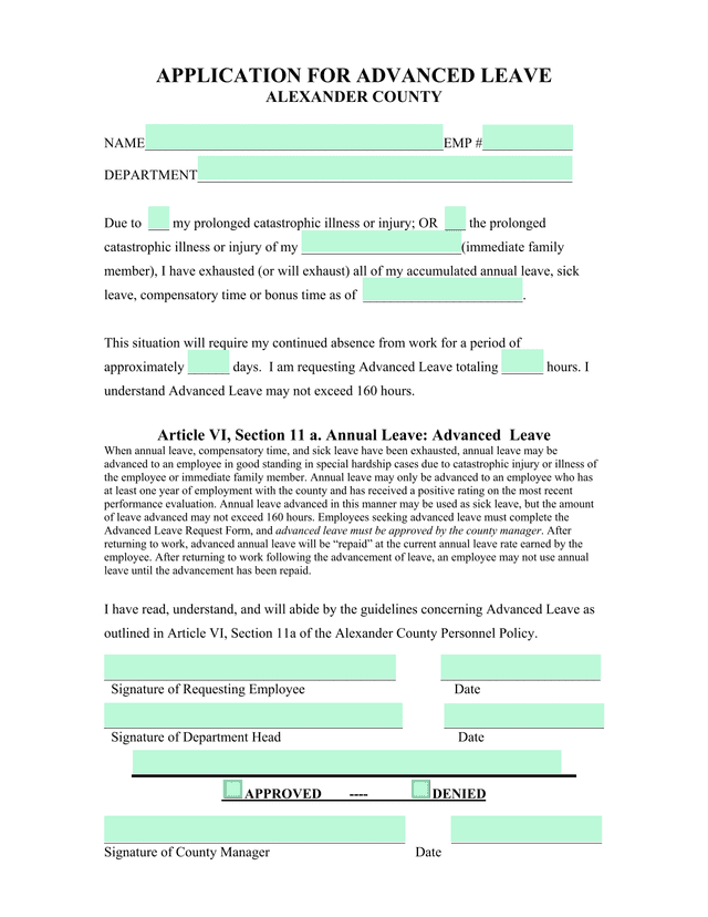 APPLICATION FOR ADVANCED LEAVE screenshot