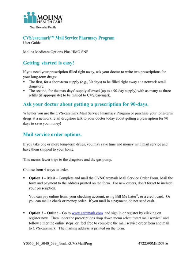 CVSCaremark Mail Service Pharmacy Program User Guide screenshot