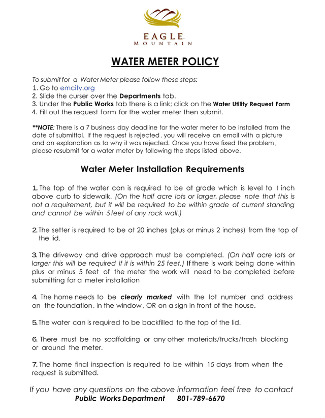 WATER METER POLICY screenshot