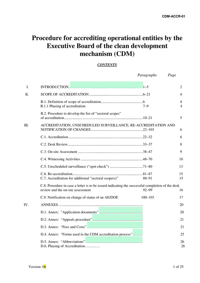 Procedure For Accrediting Operational Entities By The Executive Board Of The Clean Development Mecha screenshot