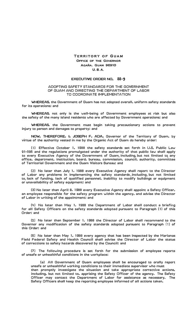 Executive Order No. 88 9 screenshot