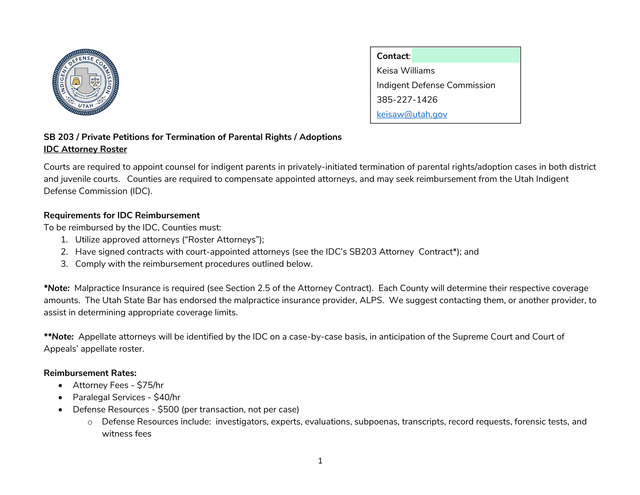 SB 203  Private Petitions For Termination Of Parental Rights  Adoptions screenshot