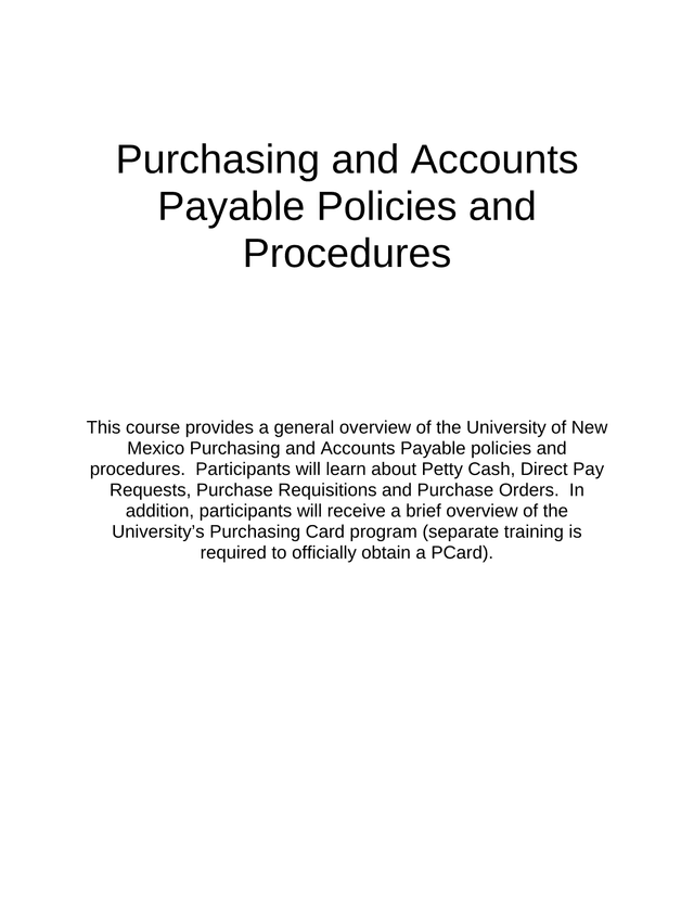 Purchasing And Accounts Payable Policies And Procedures screenshot