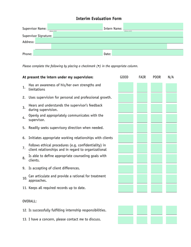 Interim Evaluation Form screenshot