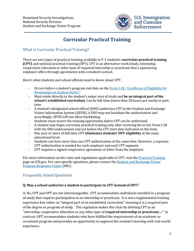Curricular Practical Training screenshot